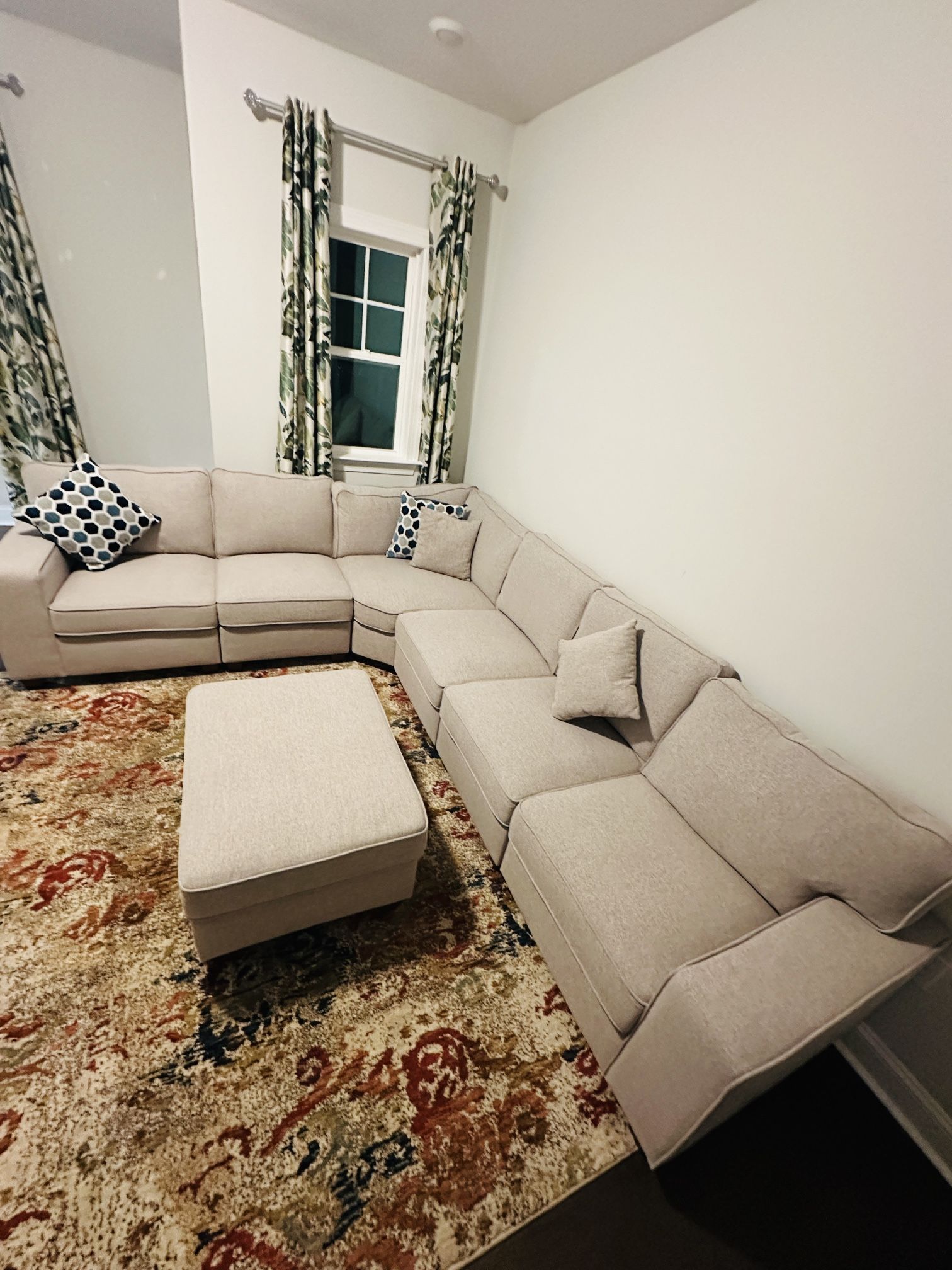 7- Piece Versatile & Stylish modular upholstered sectional With Ottoman (Beige) 