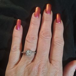 Pandora Square Sparkle Halo Ring Size 7