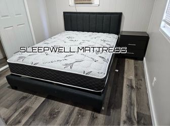 New Queen bed frame with mattress