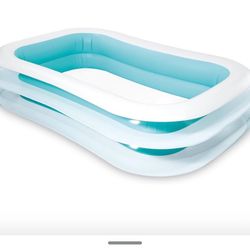 Inflatable 8.5' x 5.75' Swim Center Family Pool for 2-3 Kids, Backyard Splash Pool for Children 6+ Years Old, 198-Gallons, Blue & White