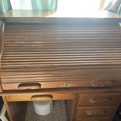 Solid Oak Wood Secretary Desk 41In 