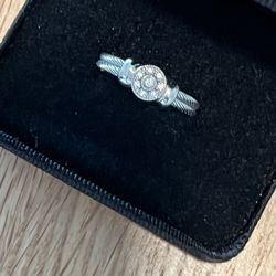 CHARRIOL Diamonds Round Cut 18k White Gold Double Cable Band Ring — Size 7