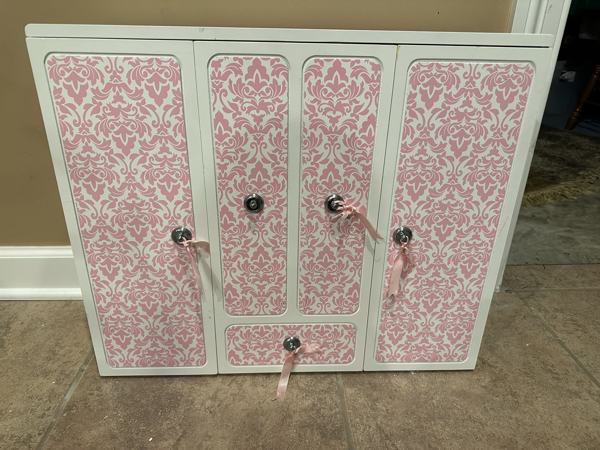 BATTAT Wood Armoire Closet Wardrobe Vanity fits 18" American Girl Doll Clothing