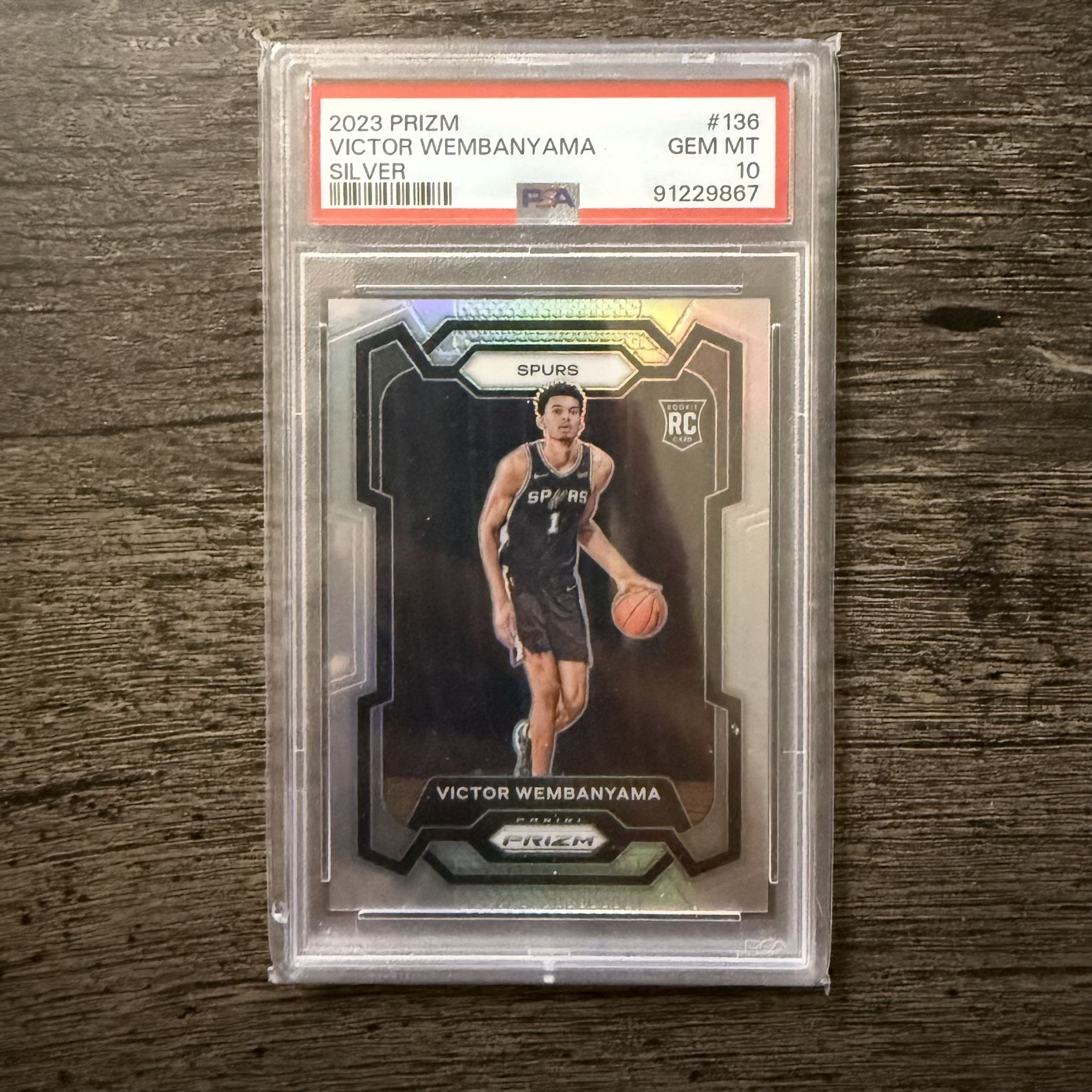 2023 NBA Prizm. Victor Wembanyama RC #136. Silver Parallel. PSA 10