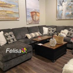 Ballinasloe 3 Piece Sectional With Chaise 🌷 $49 Down Payment ✨ Brand New 
