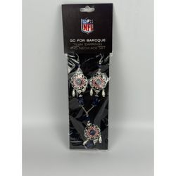 NFL New England Patriots Baroque Earring & Necklace Set Silver Womens