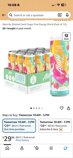 Alani Nu Sherbet Swirl sugar free energy drink 12-pack