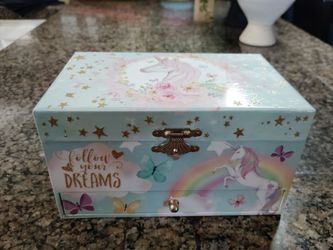 Girl's Unicorn Jewelry Box Plays Music Excellent Condition