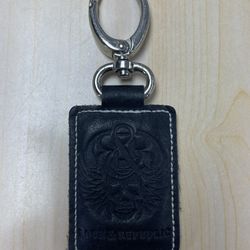 Black Leather Rock And Republic Keychain 