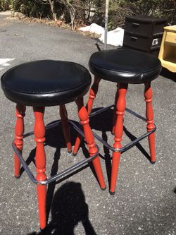 2 midcentury modern chrome & leather bar stool’s