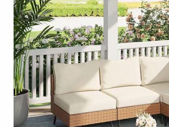 Outdoor Patio Furniture, 4 Piece Outdoor PE Rattan Wicker Patio Conversation Sets, All Weather Patio Furniture Set with gray Thick Cushions for Garden