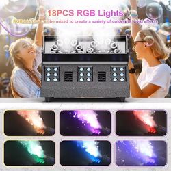 1500W Bubble Fog Machine 8 RGB 3IN1 LED Smoke Bubble Machine DMX Stage Light with Remote Control For DJ Wedding Party