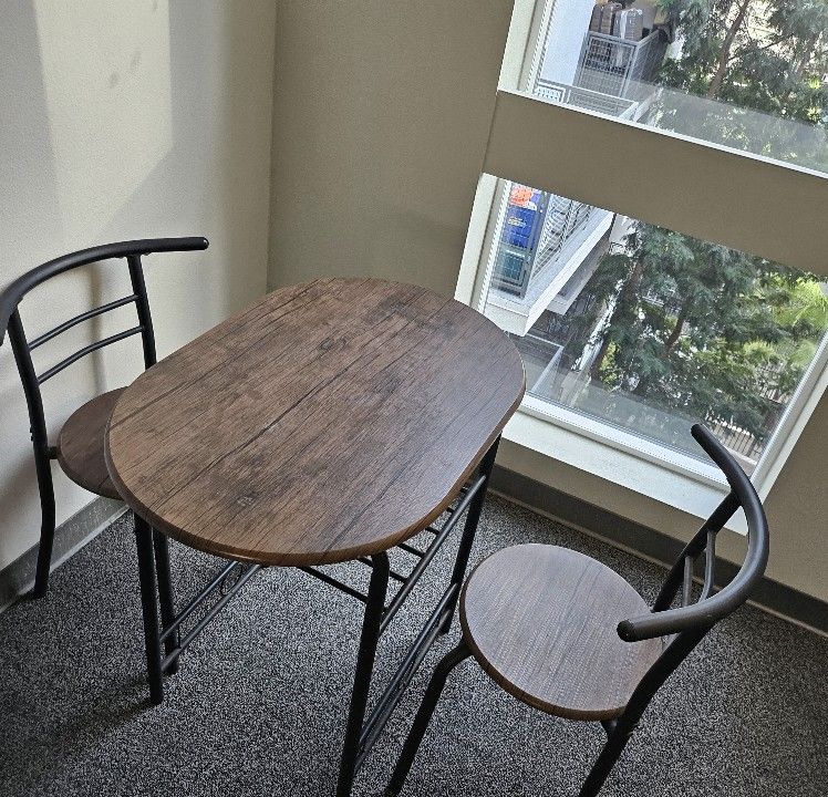 3 Pleces Dining Set for 2 SmallKitchen Breakfast Table Set Space Saving Wooden Chairs and Table Set, Walnut