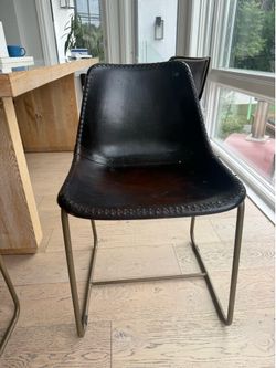 CB2  set of 6- black, leather dining chairs