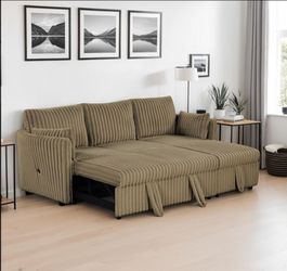Brown sofa with pull out bed