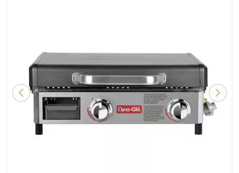 2-Burner Portable Propane Gas Flat Top Griddle Grill in Black and Stainless Steel with Lid