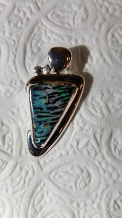 RARE Handmade Australian Opal & Silver Pendant