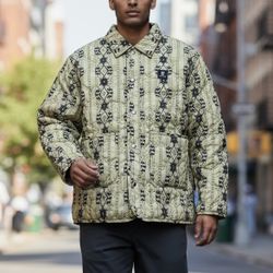 NEW Daily Paper Partabi  Jacket Mens Size Large Leek Green Quilted Snap Front  Retail $205 NWT