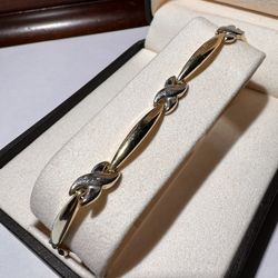 GORGEOUS Vintage solid 14k Two Tone Gold 7,25 XOXO 5mm Bracelet!