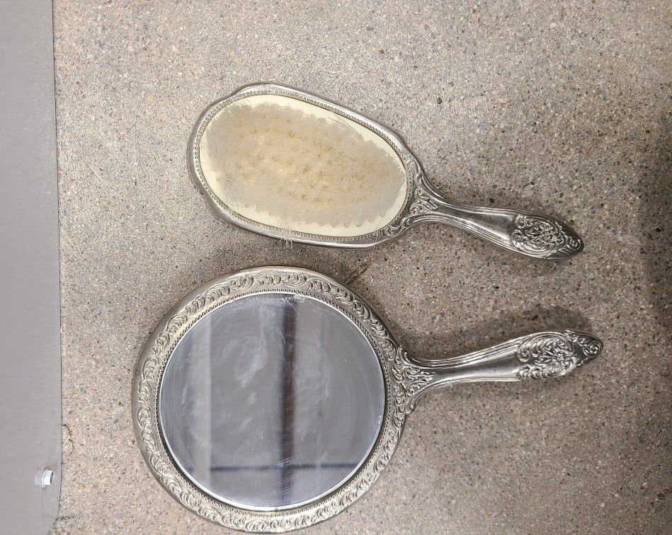 Antique Mirror And Brush