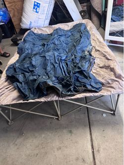 Camping bed frame with mattress