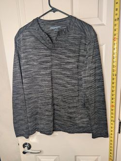 Johnston and Murphy Men Pewter/Beige 1/4 Button Poly/Rayon Pullover Size Medium