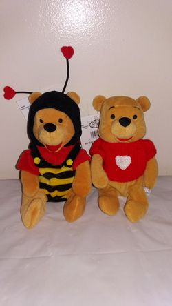 New with tags Valentine + Sweater Pooh Disney Beanie Babies