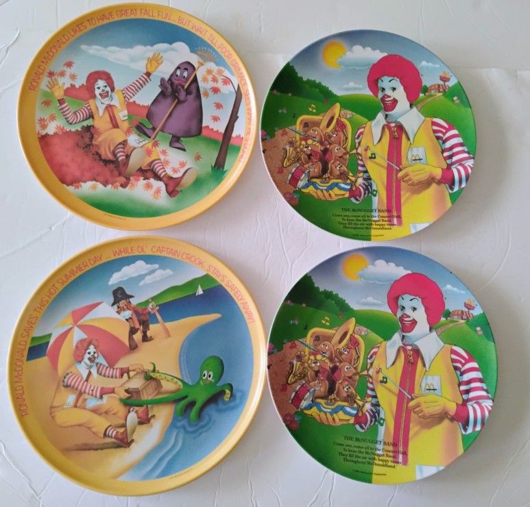 4 Vintage McDonalds Plates