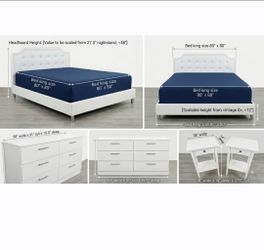 COMPLETE 4-PC Luxury King Bedroom Set – White Faux Leather – ONLY $250