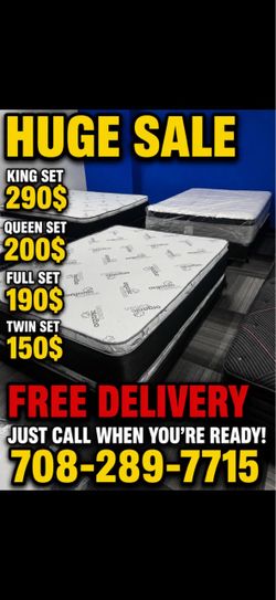 Huge sale for Mattress And Box Twin size #mattress and box 150.$ full 190$ Queen 200$ king 290$. free delivery free set up 708….289…7715… cash or Zell