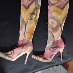 Vivianly Printed High Heels Thigh high Boots