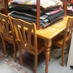 Dining Table With 3 Chairs Solid Wood Needs Tlc 
