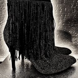 Sparkly Fringe Ankle Boots. Size 8.5