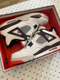 Jordan retro 4 white black crimson deals