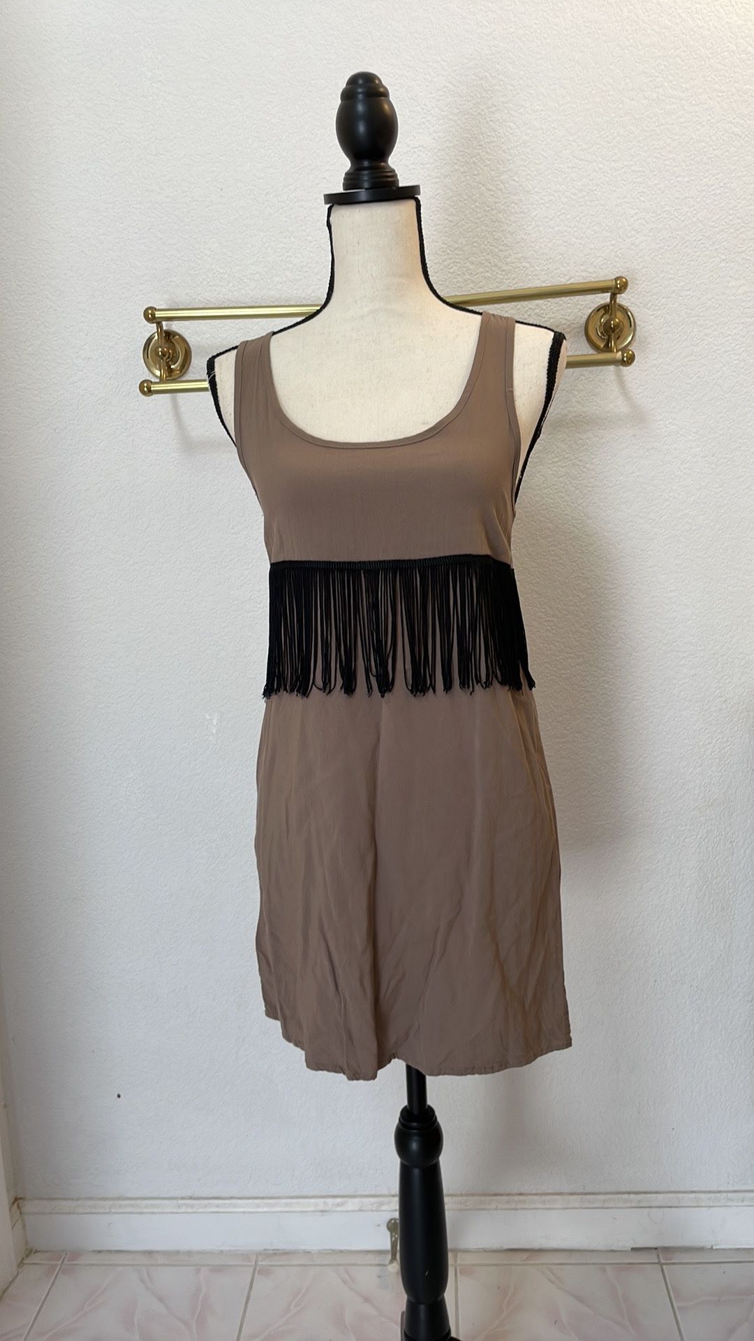 Brown Fringe Mini Dress