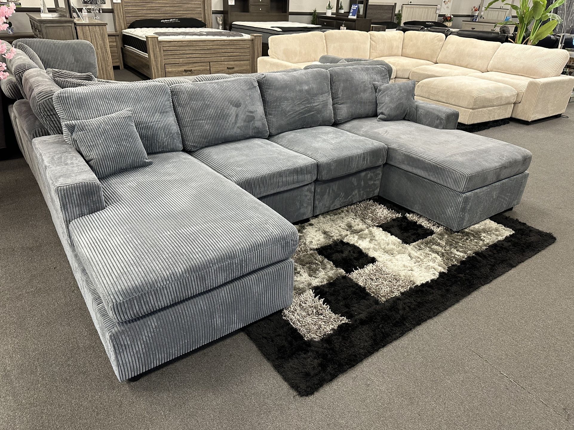 Gray Sofa Sectional Double Chaise