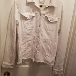 Youth Female Size Large, White Denim Jacket