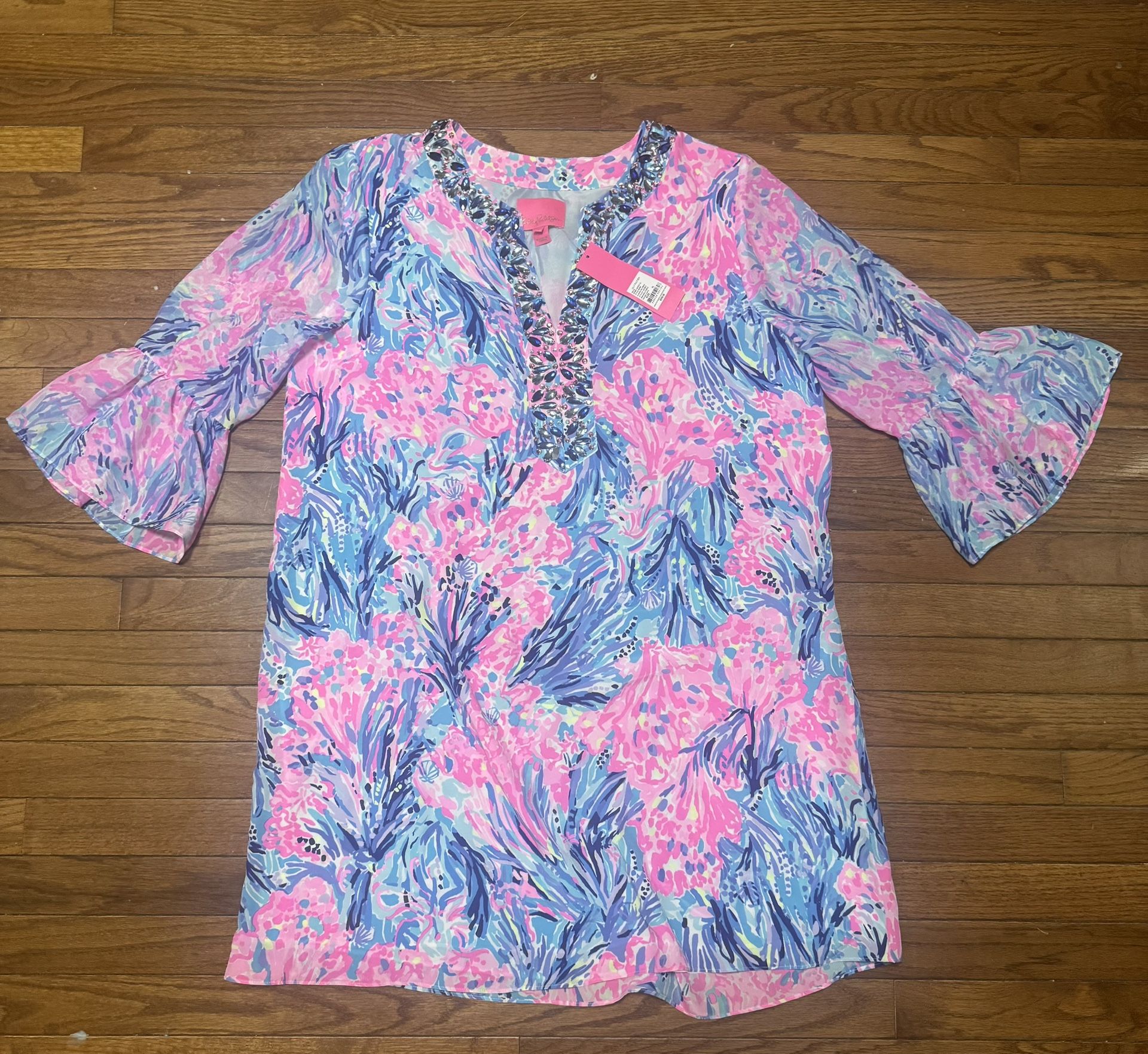 Women’s Lilly Pulitzer elenora dress in periwinkle fansea pants. Size xl. New!