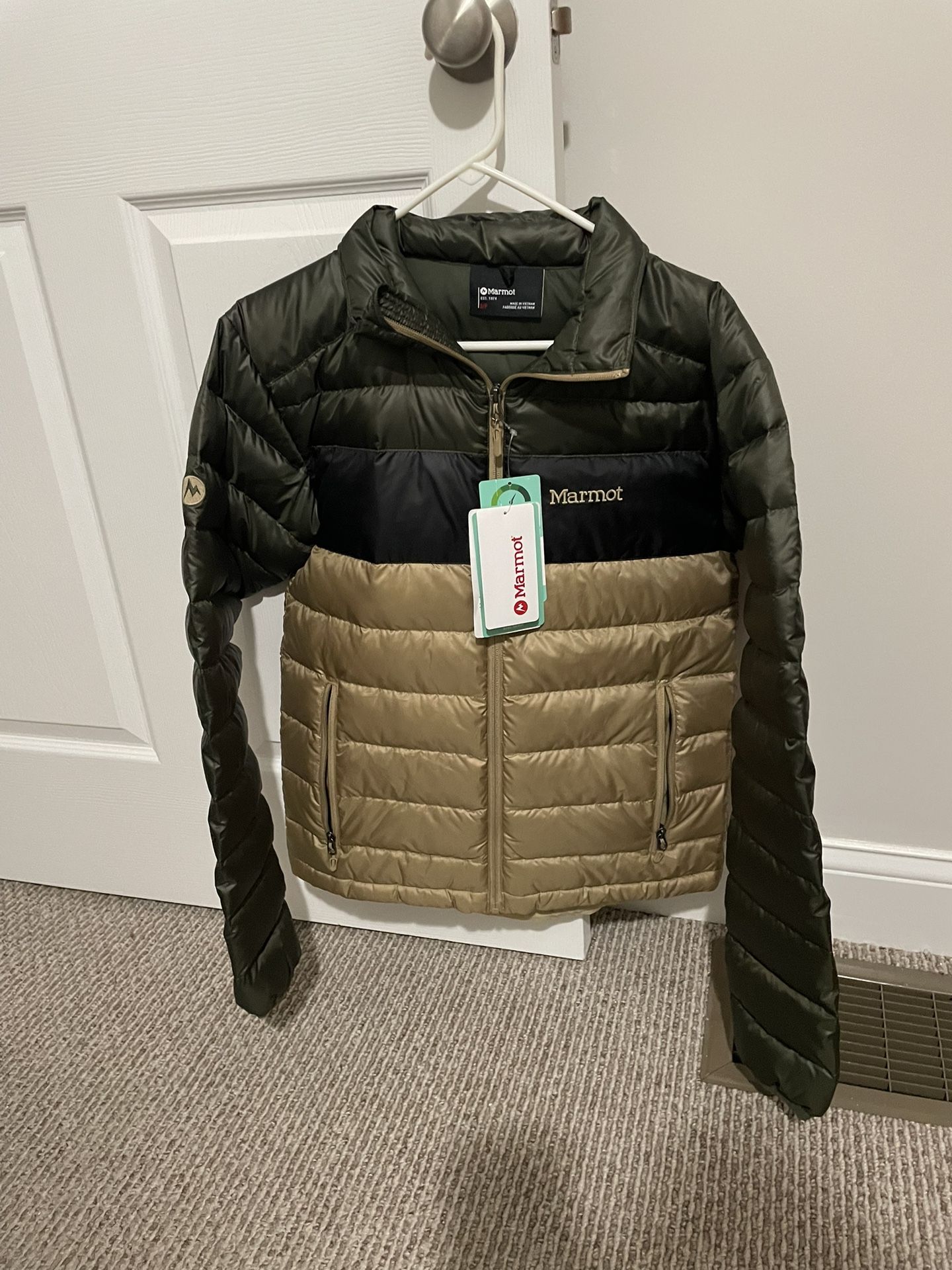 Men’s Marmot Jacket Green Black Tan