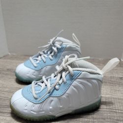 Nike Little Posite One Toddler Shoes 6C White/Light Blue