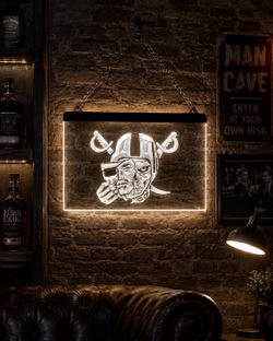 RAIDERS LED NEON WHITE LIGHT SIGN 8x12