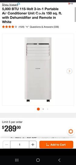 Vissani 5k btu 150 sq ft Portable ac