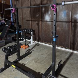 Squat Rack With Barbell And Plates