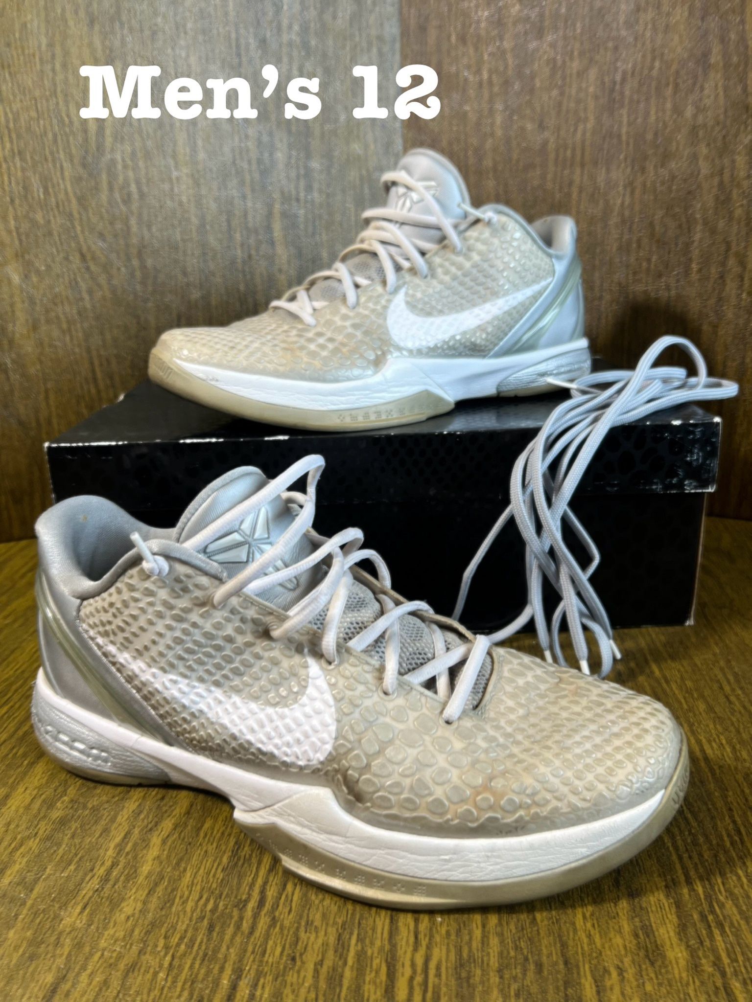 NIKE Zoom KOBE VI “METALLIC SILVER” 429659 012 Kobe 6 Mamba Skin Basketball shoes / Kobe Bryant Kicks / Men's 12 / Excellent Condition w/ Original Box