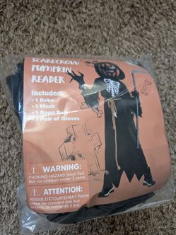 Scarecrow Pumpkin Reader Halloween Costume Child Size XL
