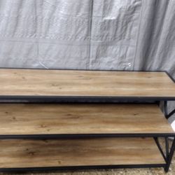 26 in. Rustic Oak Metal 3-shelf  Bookcase with Open Back