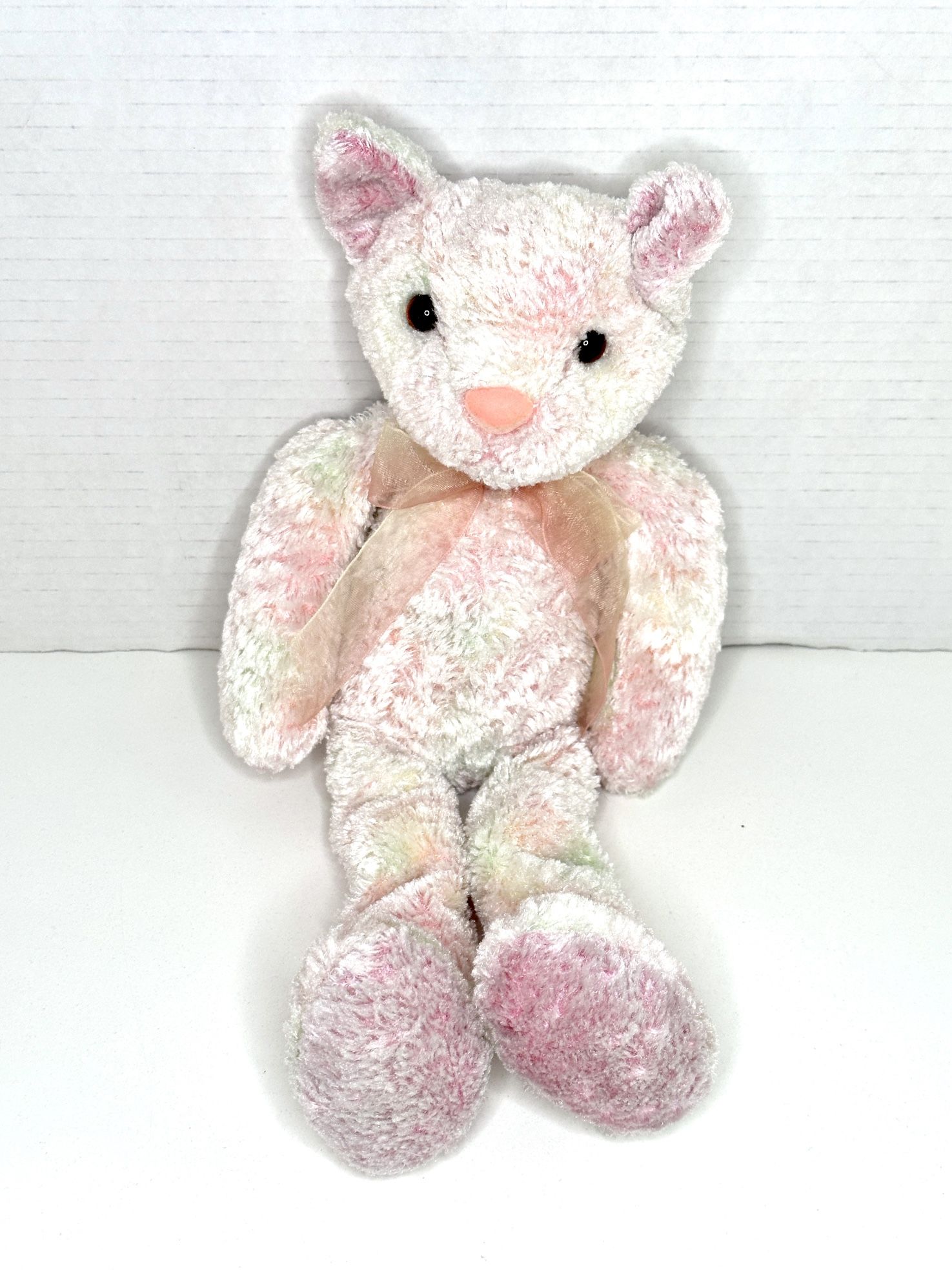 Vintage 2001 Commonwealth Toy & Novelty Co., Inc. “13-inch Pastel Pink Tie Dye Kitty” Stuffed Plush