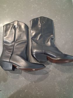 Black Leather Western Cowboy Boots