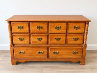 Vintage Wood Dresser – 52” Wide – 10 Drawers