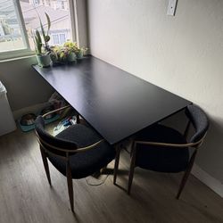 Black Dinner Table With Two Chairs